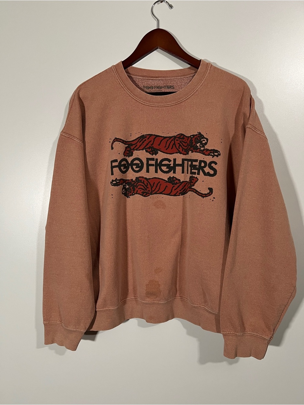 Foo Fighters Crewneck Sweatshirt with Tigers Size XL *Stains* Orange